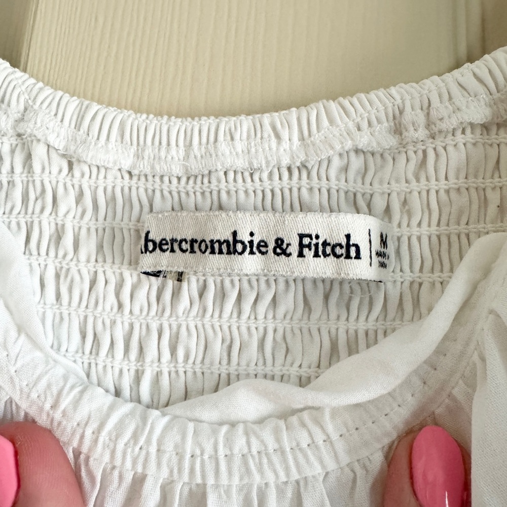 White Puff Sleeve Abercrombie Mini Dress Sz M - Picture 5 of 5